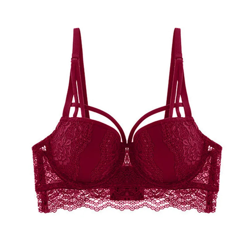 New Top Sexy Bra Green Brassiere Underwear Cotton Thick Women Bras Lace Lingerie Embroidery Push-Up Bra Black