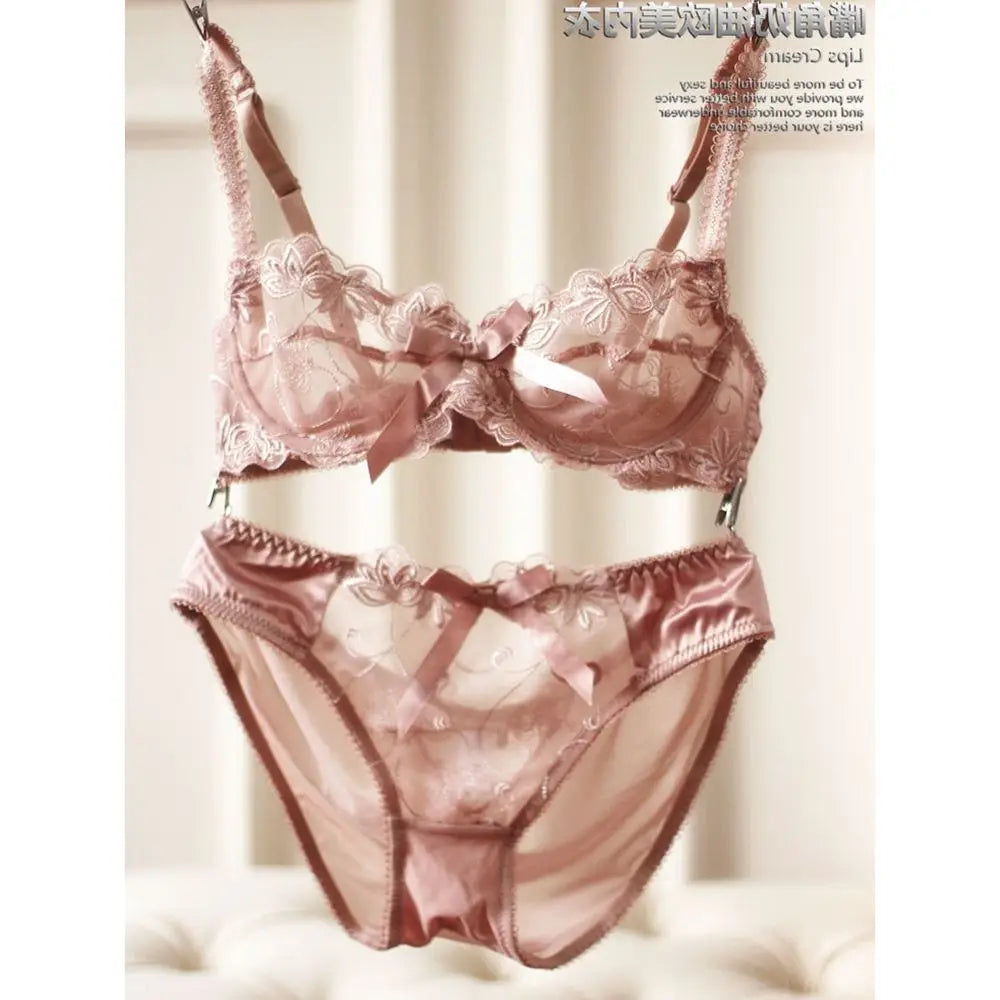 Female Ultra-Thin Sexy Lace Transparent Plus Size Bra & Panties Sets