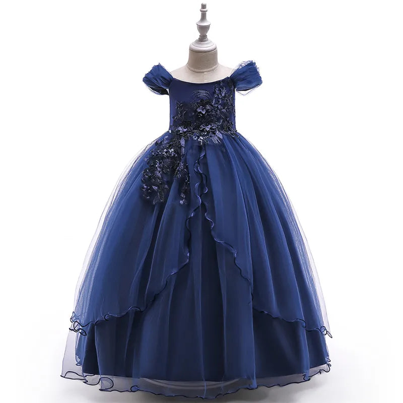 4-14 Years Kids Bridesmaid Dress For Girls Long Lace Wedding Prom Gown Flower Girl Party Dresses Children Formal Evening Clothes