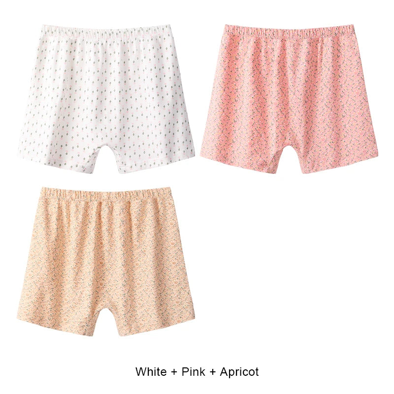 3PCS Women Boxer Underwear Mother Briefs Floral Safety Pants Lingerie Breathable Woman Cotton Plus Size Female Panties Intimates