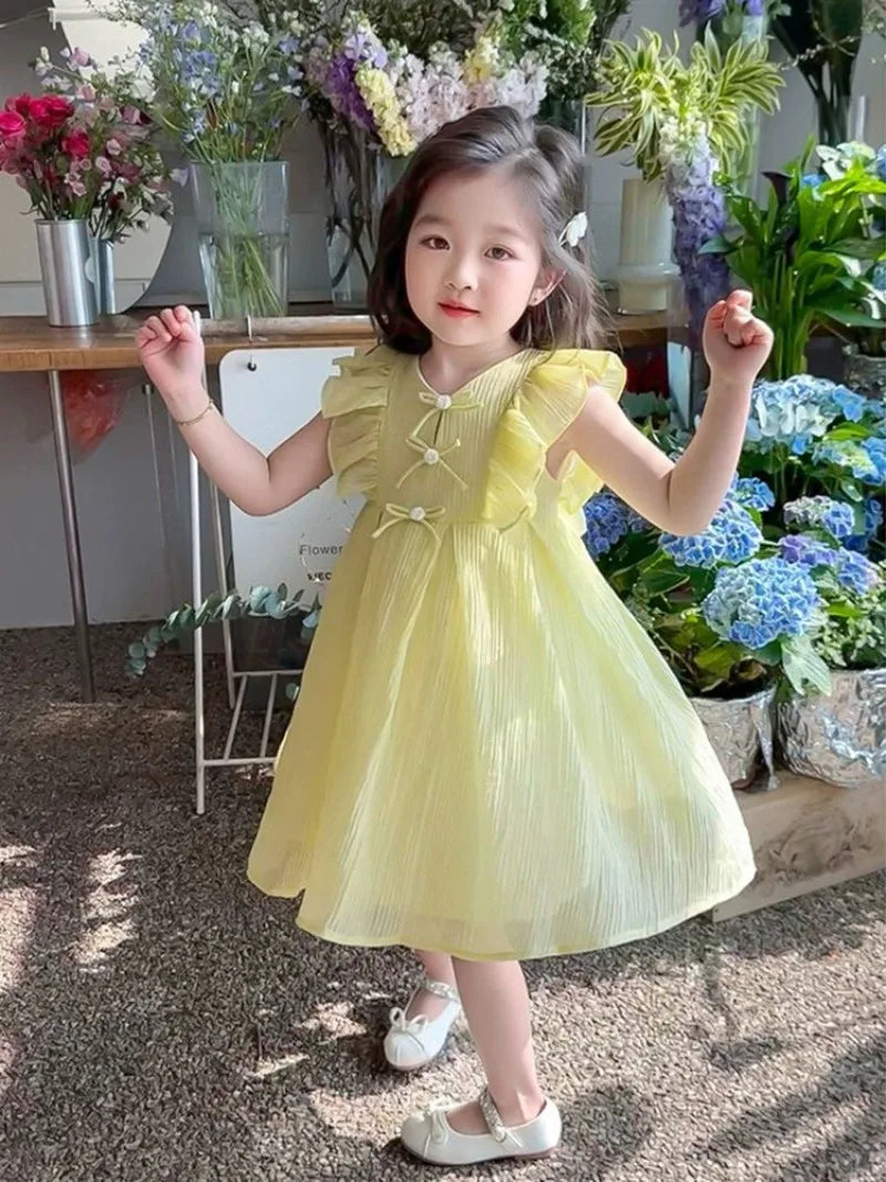 Holiday-style Pinafore Dress Princess Girls Children's Summer Kid Girl Cotton and Linen Dresses Party Clothes 2025 Kids Little