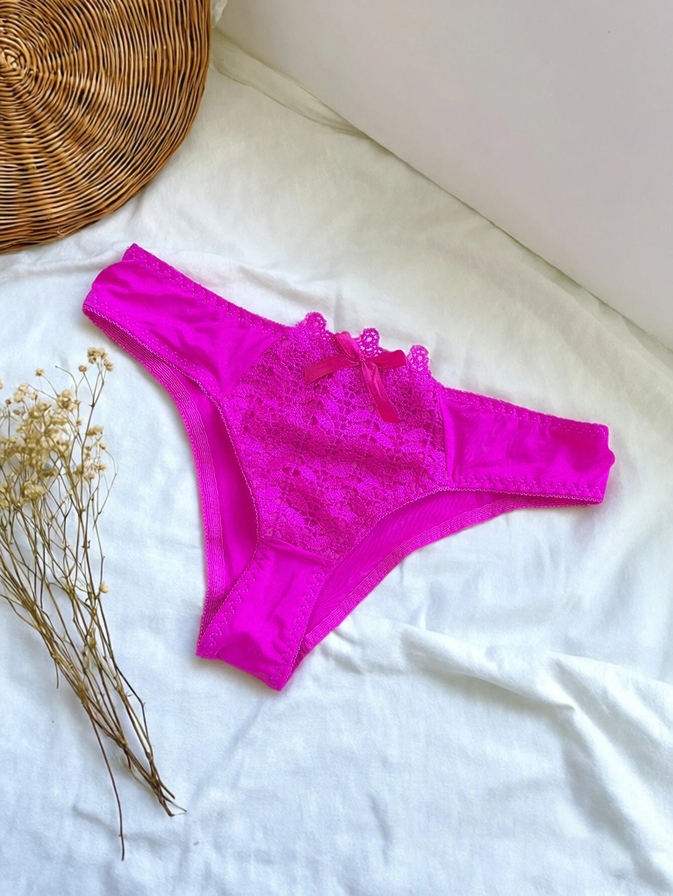 Solid Color Sexy Women's Bikini Panties Low-Rise Comfortable Ladies Lace Pattern Briefs