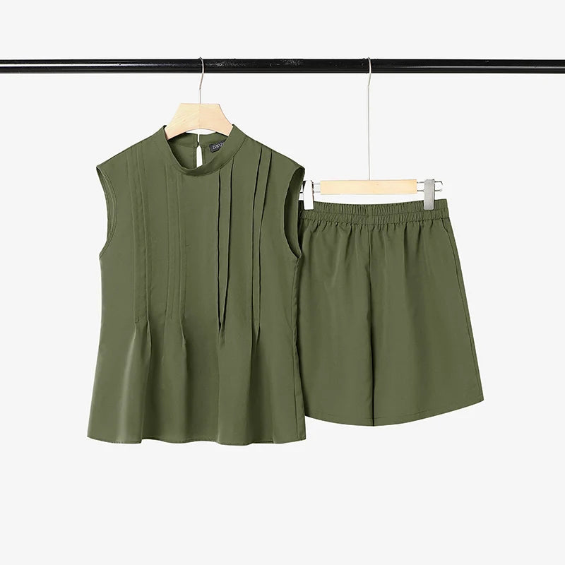 2026 ZANZEA Summer O Neck Sleeveless Tanks Tops Short Sets Stylish Women 2 Pieces Sets 2PCS Casual Holiday Outfits Tracksuit