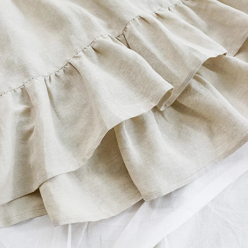 Girls' Linen Princess Dress 2026 Autumn New Children O-neck Long-Sleeve Ruffle Viscose And Linen Dresses Baby Kids Clothing TZ64