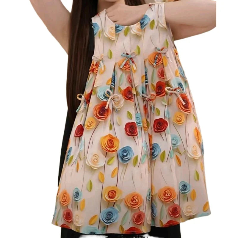 Summer Dress Girl 2025 New Child Casual Girls Ball Gown Dresses for School Elegant Vest Princess Dress Kids Clothes 3 To 12 Year