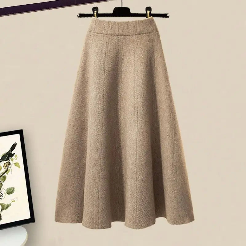 2024 Winter New Cartoon Printed Knitted Sweater Pullover Slim Fit Knitted Skirt Two Piece Elegant Women's Party Dress