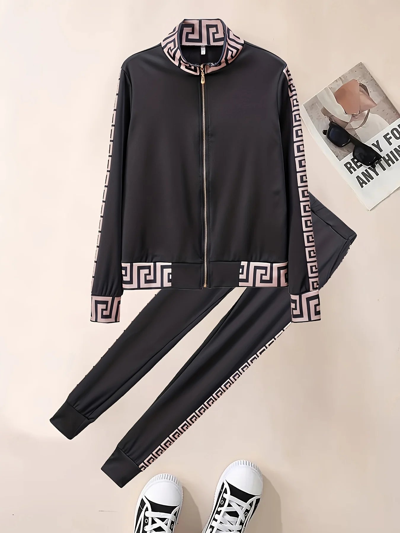 2025 Europe And The United States New Style Leisure Printing Stitching Two-piece Suit