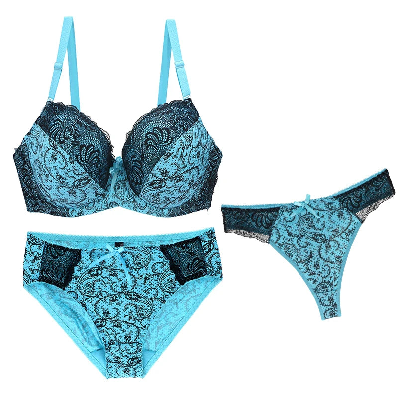 Nouvell Seamless Push Up Bra Sets For Women 3 Piece Underwear BCDEF Cup Beige Black Blue Purple Red White Plus Size Lingerie