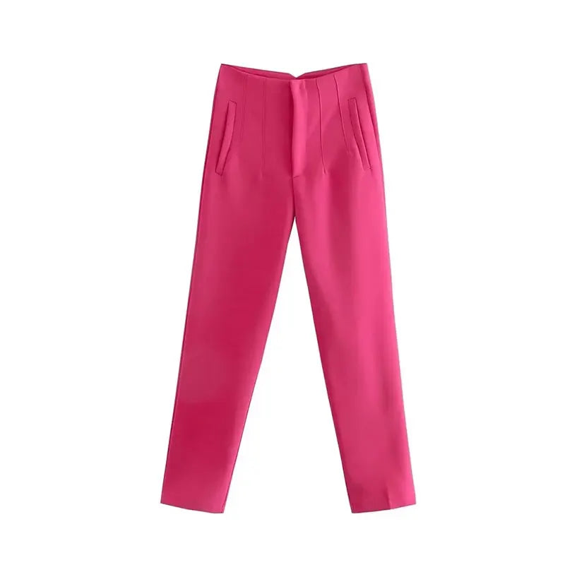 2024 Woman Solid Trouser High Waist Slim Zipper Fly Long Pants Female Wild Commute Office Lady Woman Pencil Pant Street