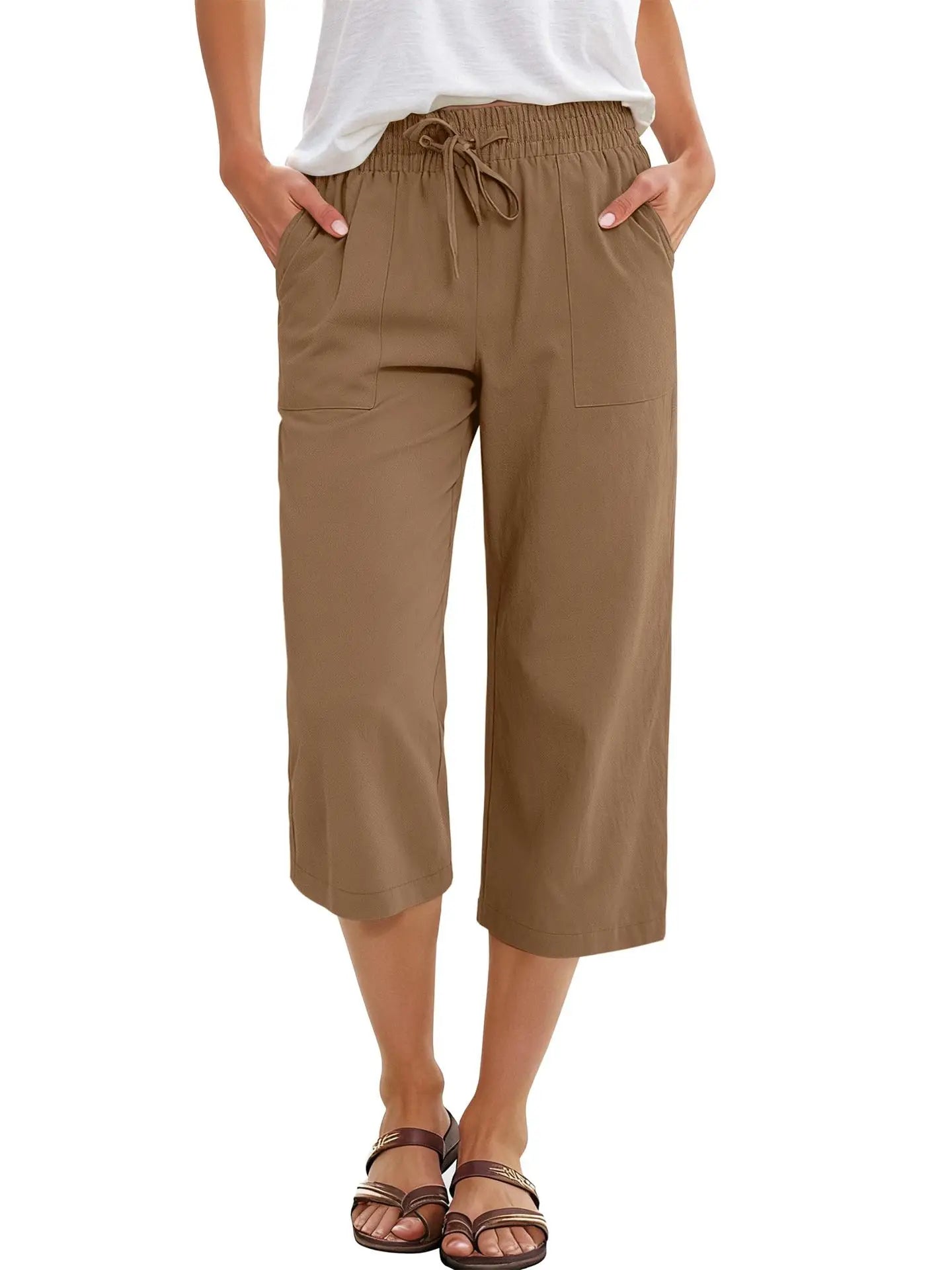 Quick Dry Capri Pants Womens Summer Hiking Cargo Pants 2 Pockets Waterproof Sun UV Protection Knee Length Shorts