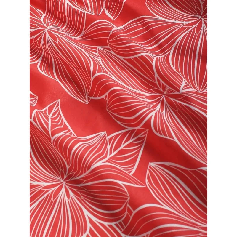 Summer Casual plus Size Wide Leg Long Pants Elegant Loose Comfortable Printed Elastic Waistband Tied Rope Fashionable