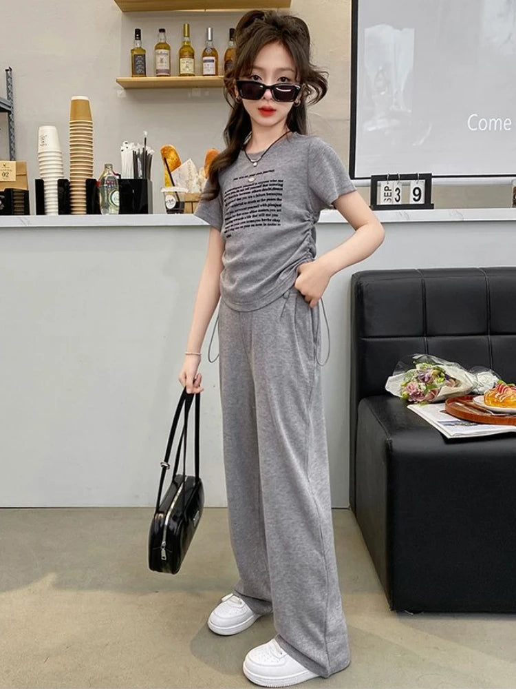 2025 New Children's Clothing 7 12 Years Kids Set 8 Year Old Girls Clothes Up Summer Suit Girl Outdoor Junior Top Bottom 9 10 14