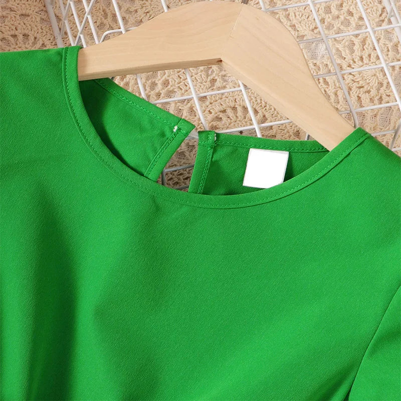 Summer Cute Girl Girl Detachable Belt Decoration Round Neck Short Sleeve Princess Dress Birthday Party Wedding Children's Dress