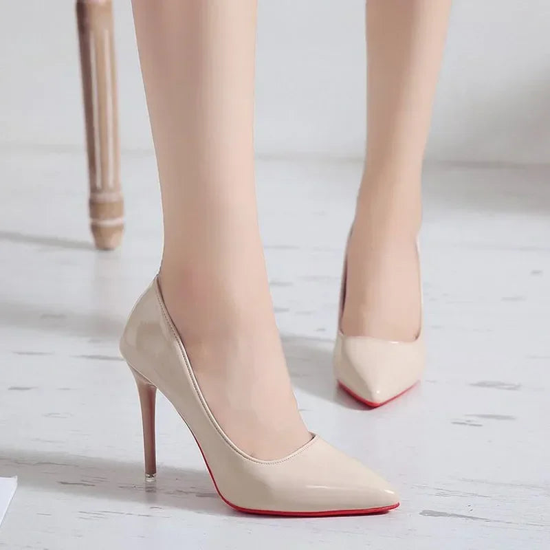 New Sexy Black Red Bottom High Heels for Ladies Women 7-9cm Stiletto Pointed Toe Shoes Women Nightclub Prom Party Shoes 42