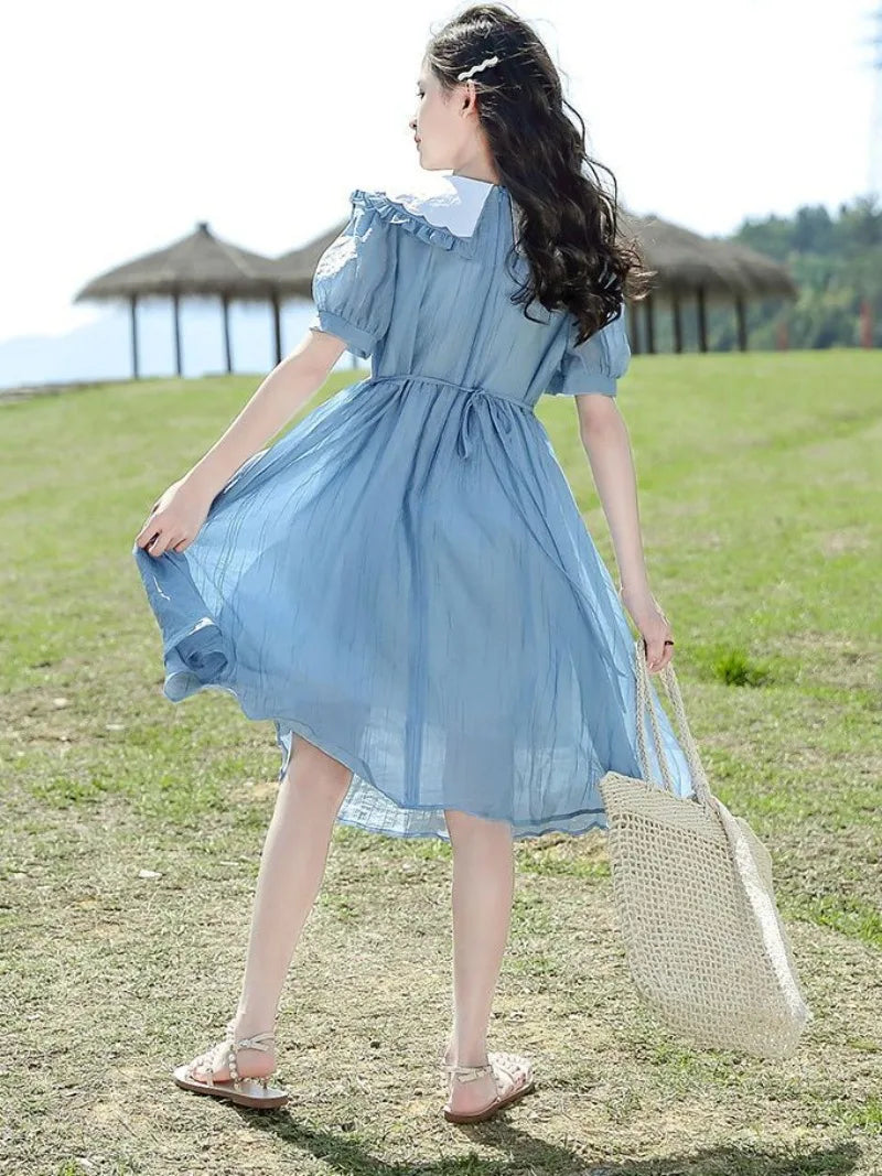 Summer Dresses Elementary Girl Clothes Holiday Girls 2025 Women's Dress Sale From 10 12 Years Fashion Children's Girly Young 6 7