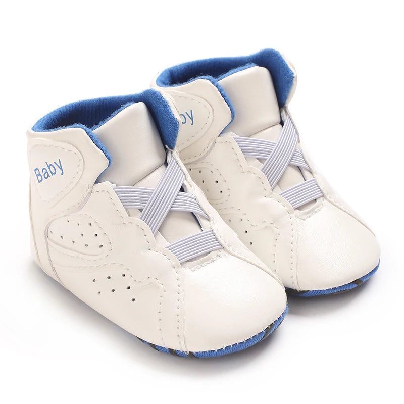 0-18M Baby ShoesHigh Top Soft Soled PU Casual Shoes ForMen And Women Newborn Walking Shoes Baby's First Pair Of Walking Shoes