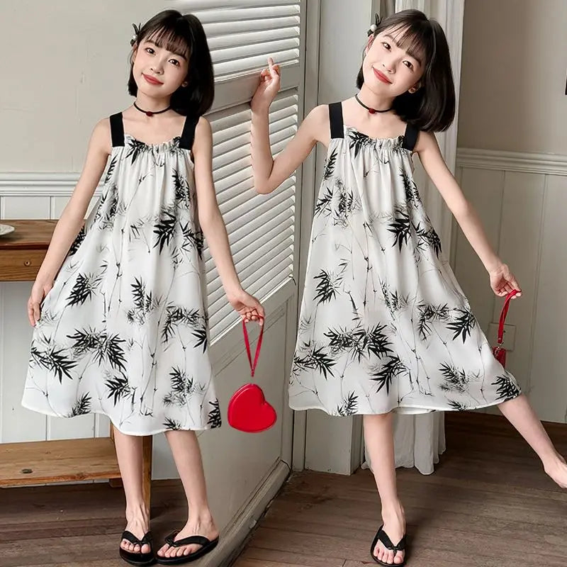 Kids' Loose Beach Dress Princess Girls Girl Women's Summer Dresses Farm Casual Elementary School Student Woman Clothes Party