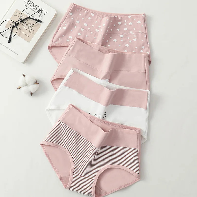 4PCS High Waist Women's Panties Body Shaper Underwear Breathable Cotton Underpants Plus Size M-5XL Panty Slimming Female Briefs