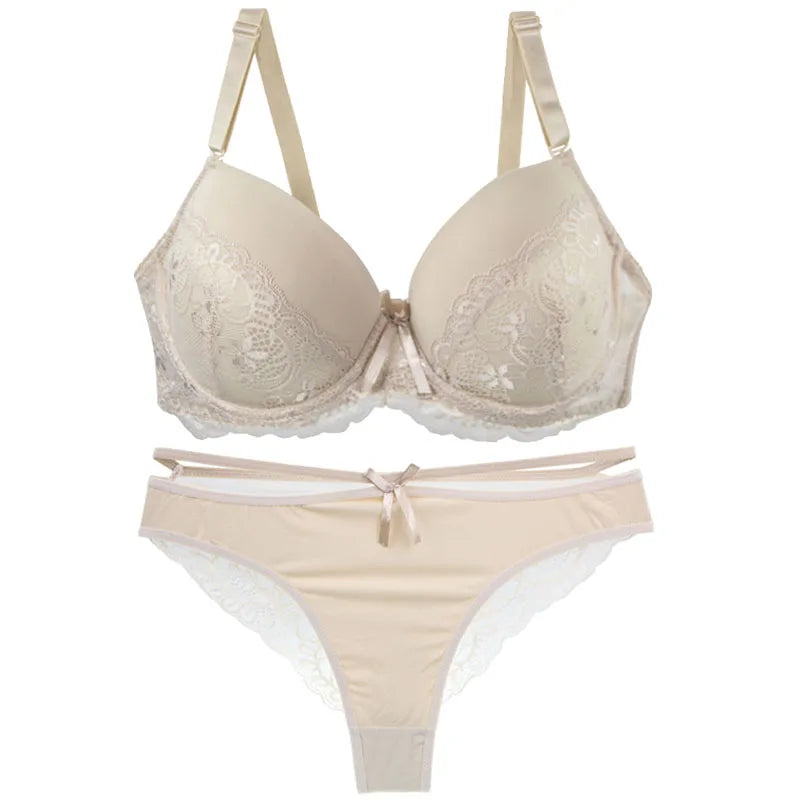 Nouvell Seamless Sexy Lace Pus Up Bras Panties Sets 34/75 36/80 38/85 40/90 42/95 44/100 BCDE Underwear Plus Size Lingerie