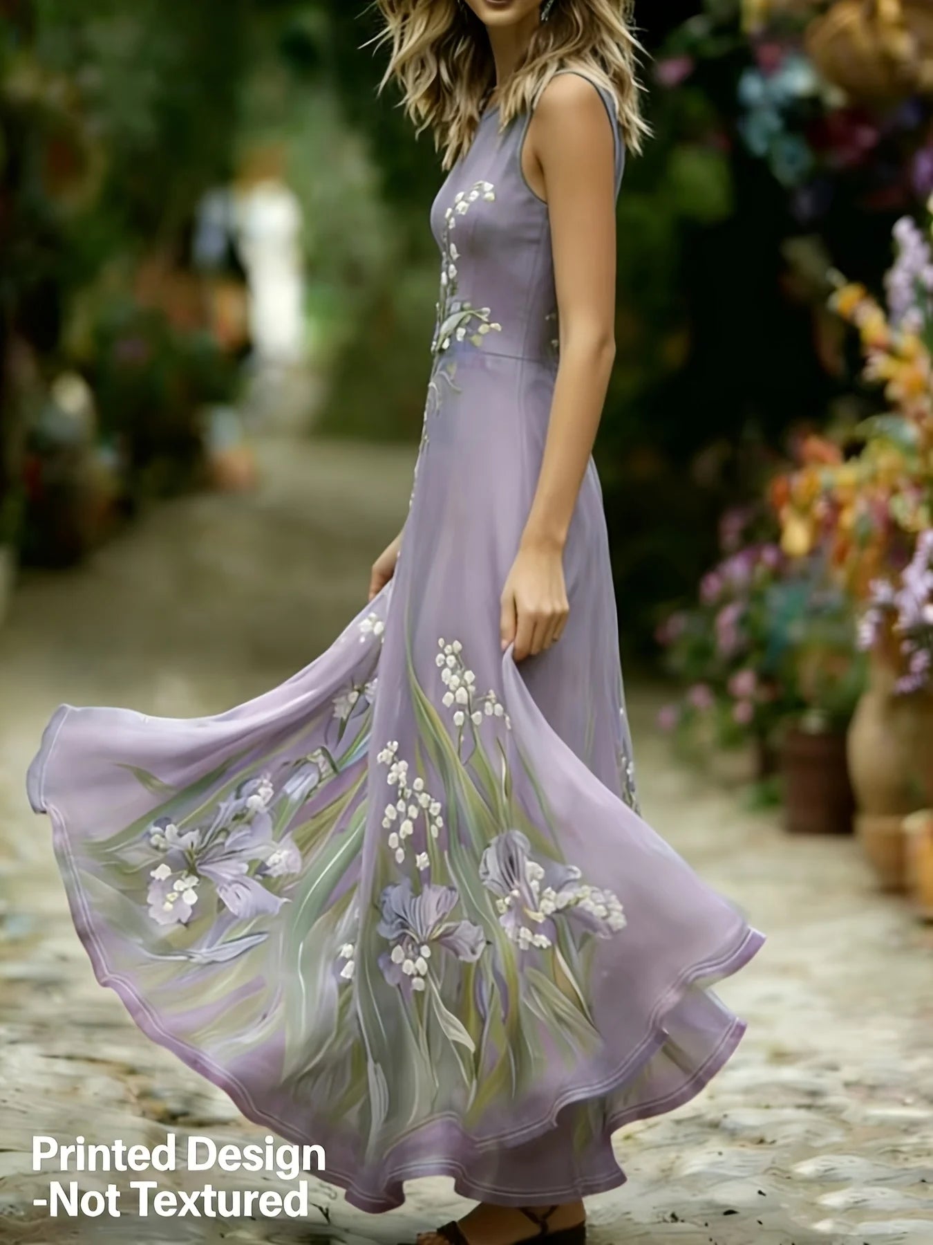 Bohemian Floral Print Sleeveless Long Dress, Women's Casual Beach Long Dress, Summer Vacation A-Line Beach Dress, Cocktail Party Dress