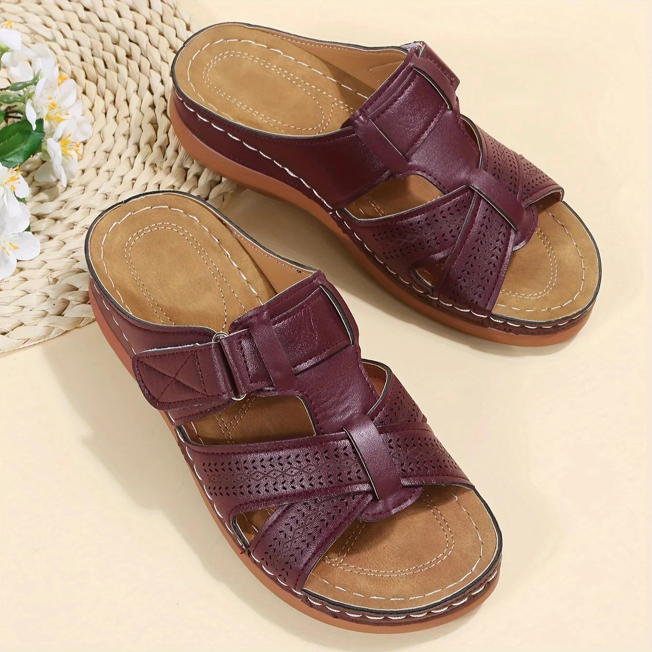 2026 Summer Women Wedge Sandals Premium Orthopedic Open Toe Sandals Vintage Anti-Slip Leather Casual Female Platform Retro Shoes