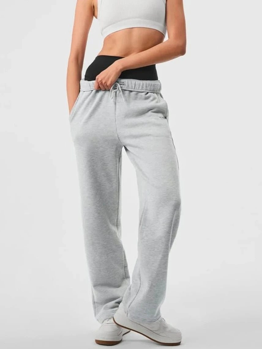Elastic Black Trousers Joggers Women Sports Cotton Jogging Gray Straight Leg Sweatpants Casual Drawstring Women's Classic Pants