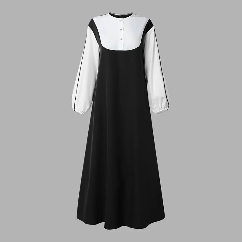 Women Patchwork Muslim Abaya Dress ZANZEA Ramadan Robe Stylish O Neck Long Sleeve Loose Sundress Casual Kaftan IsIamic Clothing