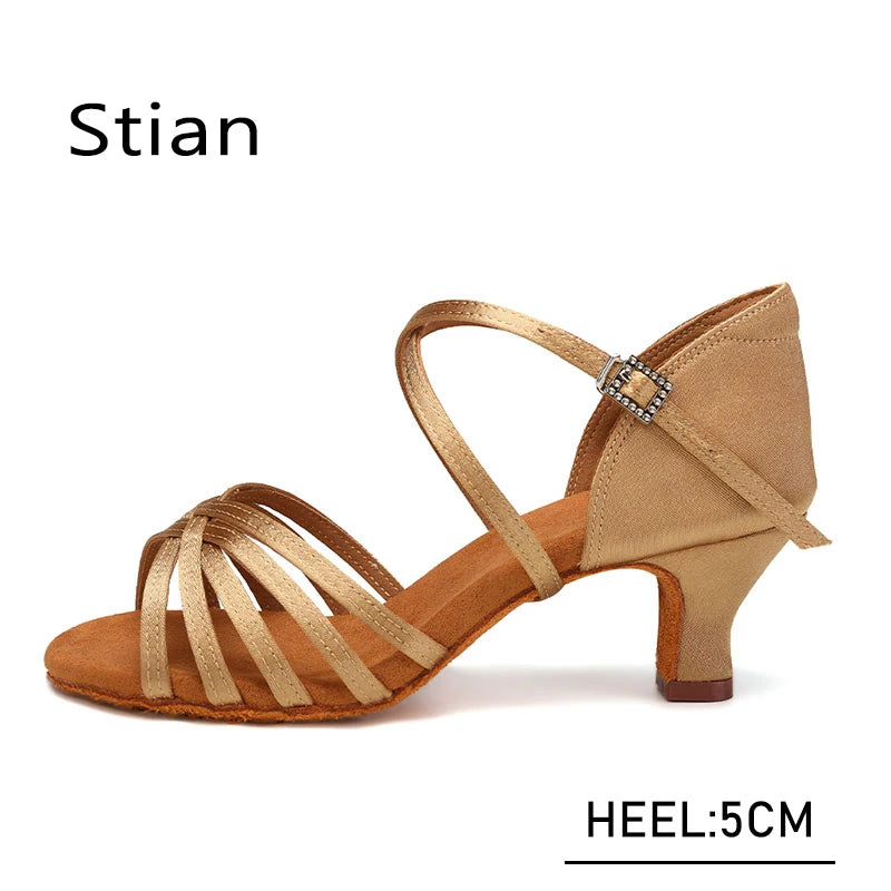 SWDZM Women Latin Dance Shoes High Heels Tango Party Dance Shoes For Girls Ladies Satin Salsa Sandals Dancing Ballroom Shoes