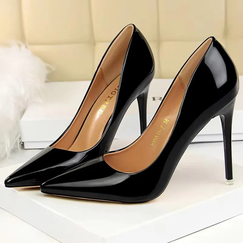 BIGTREE Shoes Classic Pumps Patent Leather Women Pumps Fashion Women Wedding Shoes High Heels Stiletto 10.5 cm 7.5 cm Lady Shoes