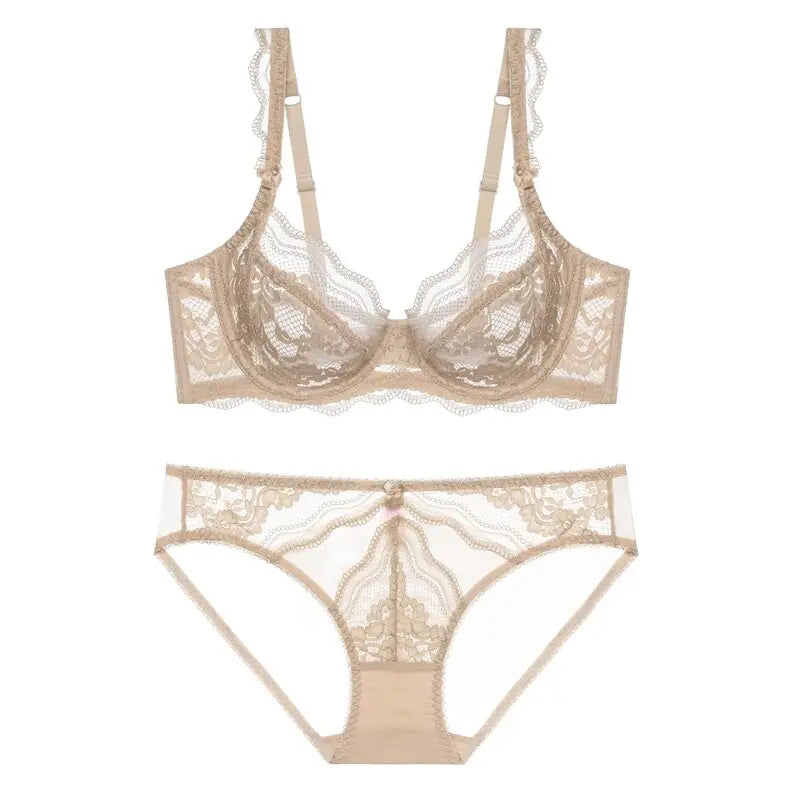 BANERDANNI La Parlé Elegant Floral Lace Bra Set Large Bust Looks Smaller Lightweight Breathable Pure Desire Bra & Set Hot Seller