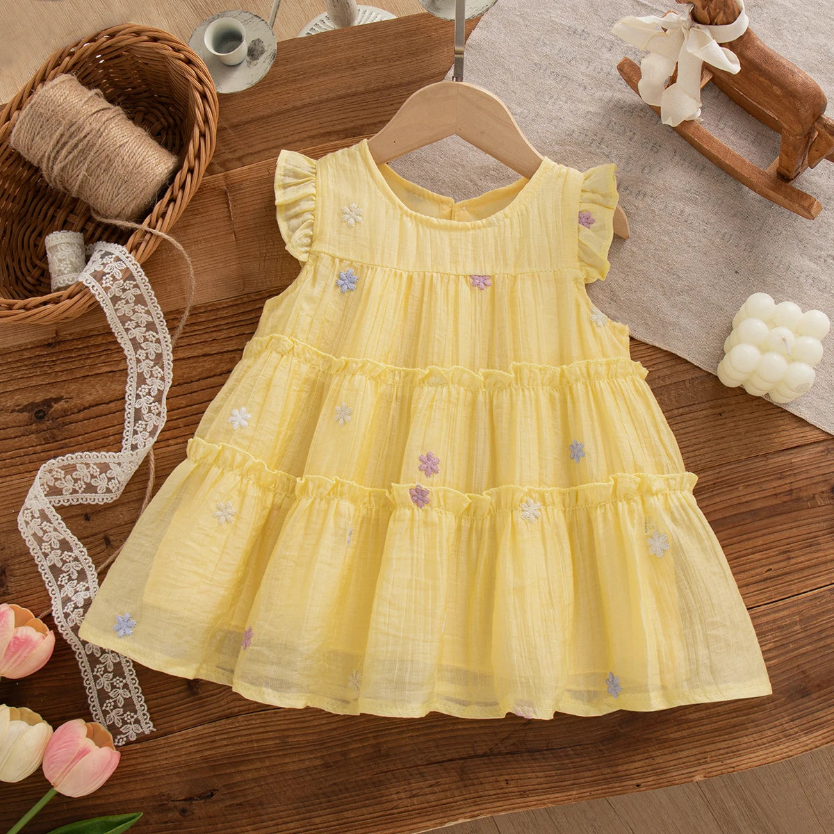 Baby Dress Summer Flower Mesh Cute Girls' Dress Cute Beach Princess Children's Dress Baby Girl Clothing