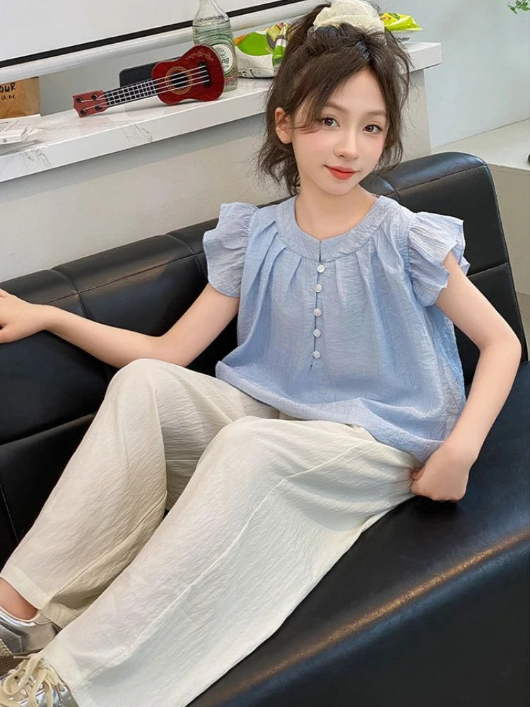 Elementary Student Girl Clothes Summer Suit for Girls Wear Stylish Children Clothing Cartoon Children's Fashion 4 7 8 Years Kids