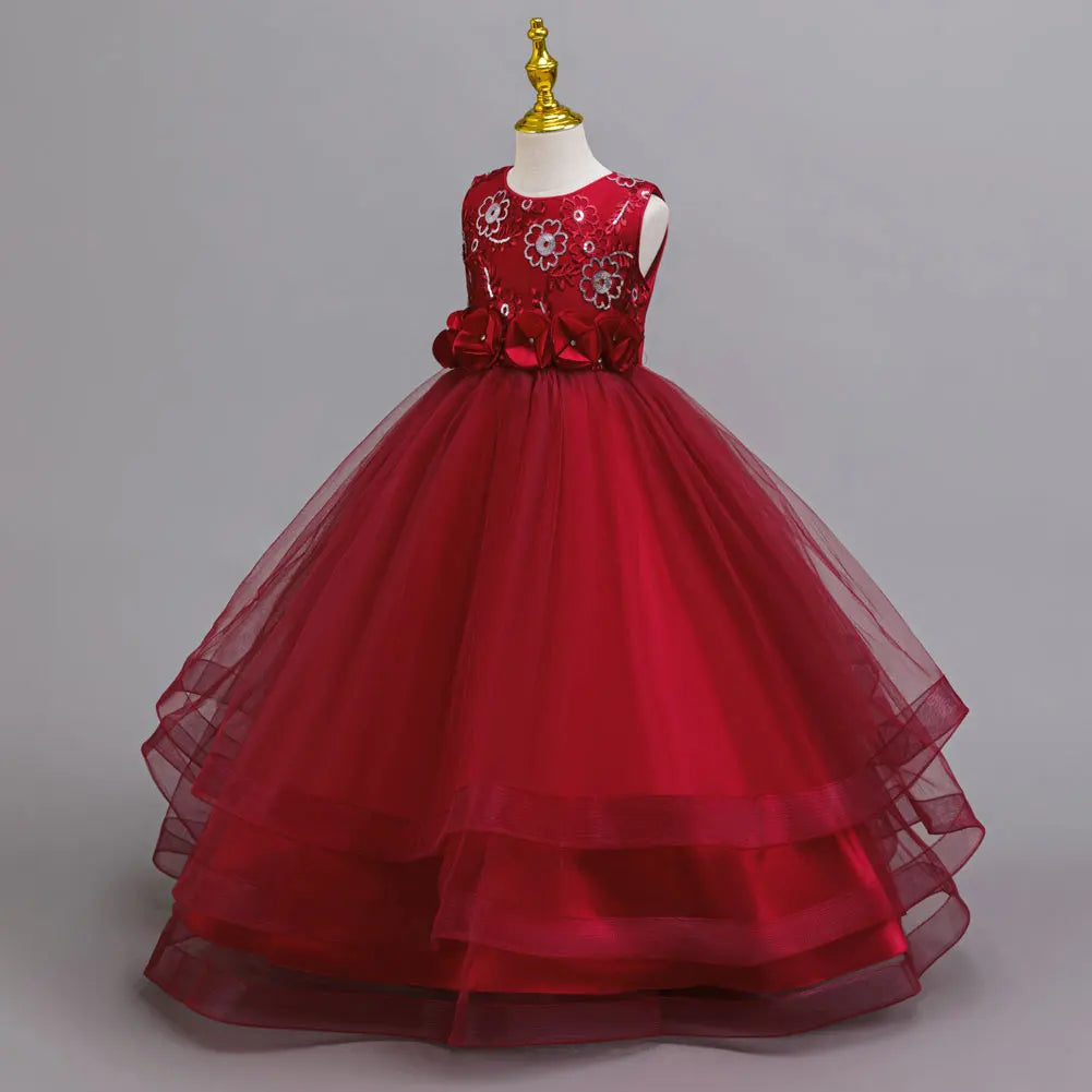 Hetiso Elegant Teenage Girls Evening Party Formal Prom Gown Kids Sleeveless Birthday Wedding Princess Dress for Girls 3-12 Years