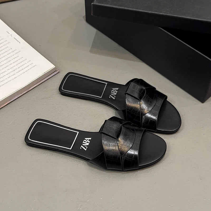 Summer Women Slippers Fashion Outdoor Casual Breathable Flat T-shape Soft Comfortable Heels Shoes Open Toe Sandals Slides Women