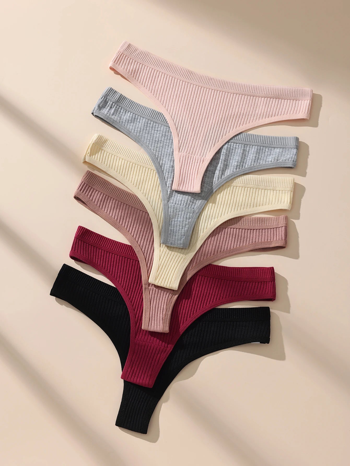 6Pcs Women's Panties Striped Briefs for Women Low-Rise Breathable Cotton Female Soft Underwear Solid Colors Ladies Underpants