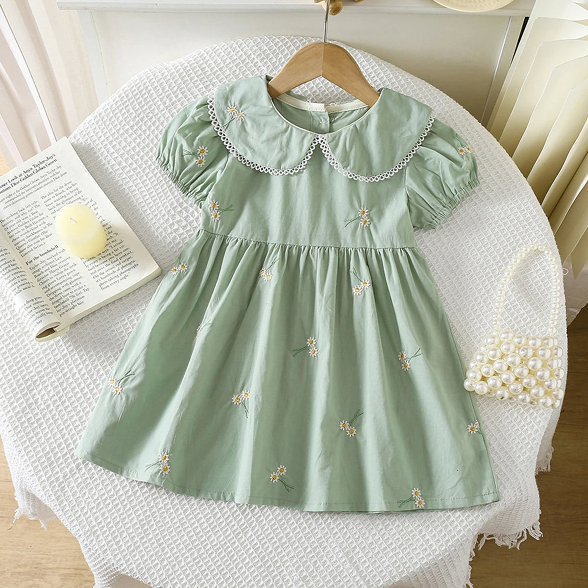 Summer New Little Girls Toddler Princess Dresses 1-6Yrs Girls Fashion Embroidered Flower Dress Kids Flying Sleeves Party Clothes