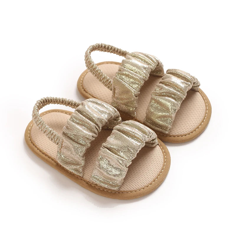 Baby Learning Walk Shoes, Unisex Summer Flat Infant Sandals, Soft Beach Wedding Crib Footwear for Newborns 0-1 Year