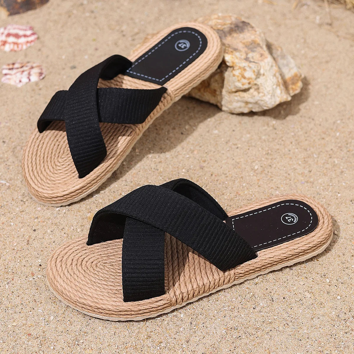 Big Size 41 Women Summer Leisure Slippers Light Weight Breathable Female House Shoes Anti-slip Girls Home Floor Beach Slides