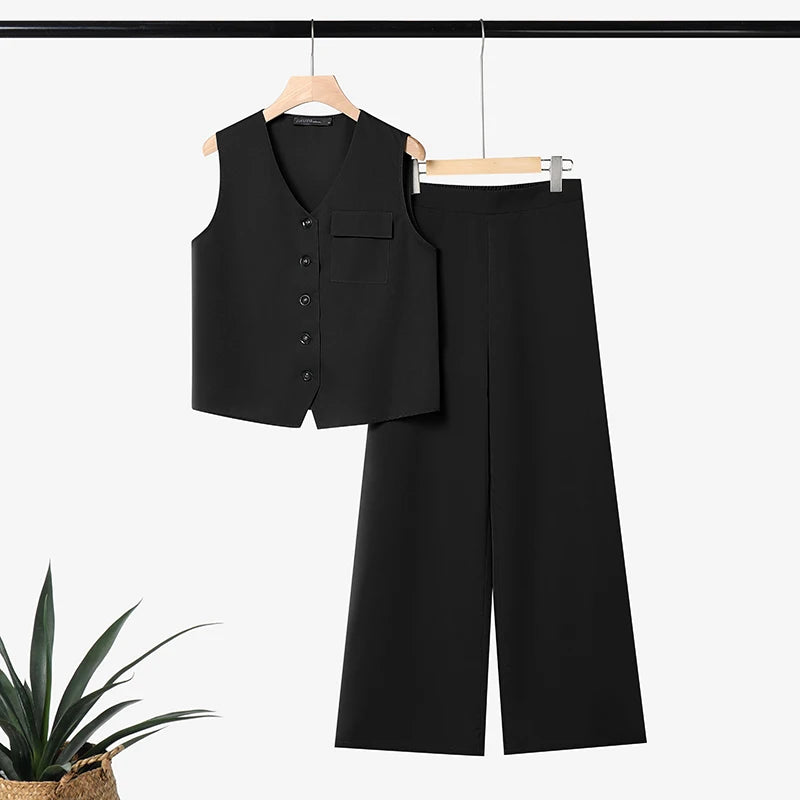 2026 ZANZEA Summer 2 Pieces Sets Women Outfits Tracksuit Elegant Sleeveless Vest Tops Trousers Suits Fashion OL Work Pants Sets