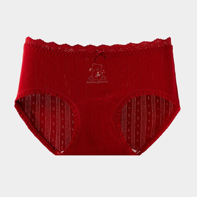 1pcs Cotton Panties Girl Lace Underwear Teenager Cute Bow Briefs Students Intimates Dot Print Underpant Female Comfort Lingeries