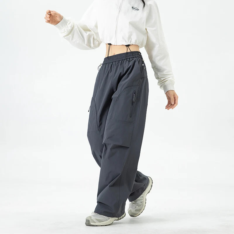 CHRLCK Women's Loose Cargo Pants Quick Drying Hiking Pants Waterproof Fishing Camping Cycling Trekking Trousers Outdoor