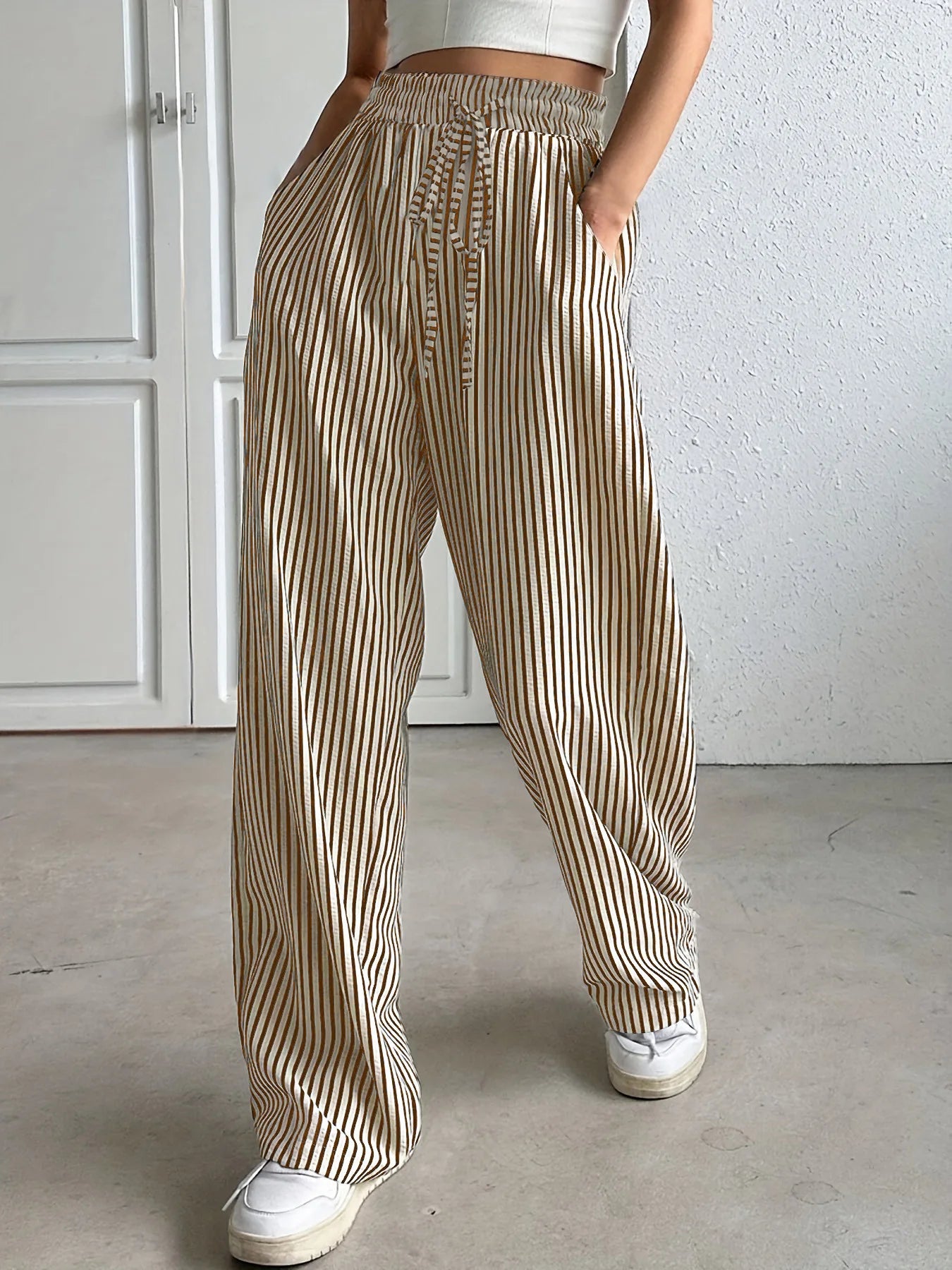 Women's Best-Selling Striped Casual Straight-Leg Pants
