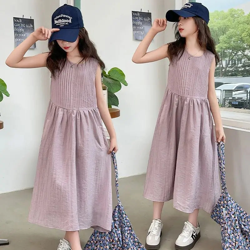 Sweet Casual Maxi Dress Girls Kids Romper Puffy Princess Girl Summer Suit Holiday Dresses 4 Year Old Clothes From 8 14 Years 5 6