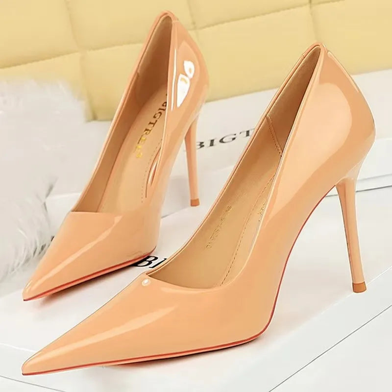 BIGTREE Shoes Patent Leather Women Pumps Sexy High Heels Pointed Lady Party Shoes Stilettos Women Heels Fashion Wedding Shoes
