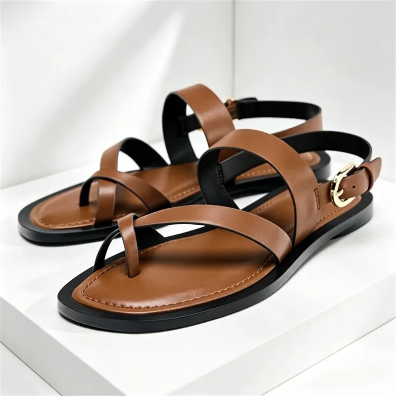 Designer Cross-Strap Flat Sandals Women Summer Non-Slip Comfortable Beach Shoes Fashion Front & Rear Strap Sandalias De Mujer