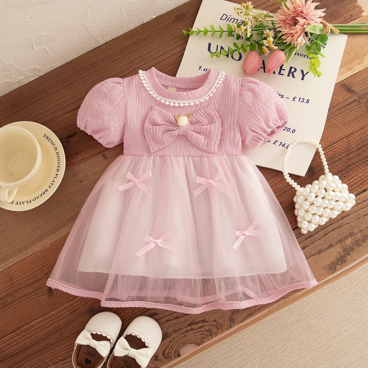 Bow Chiffon Baby Girl Dress Summer New Sweet And Cute Children'S Clothing (6 Months -3 Years Old)