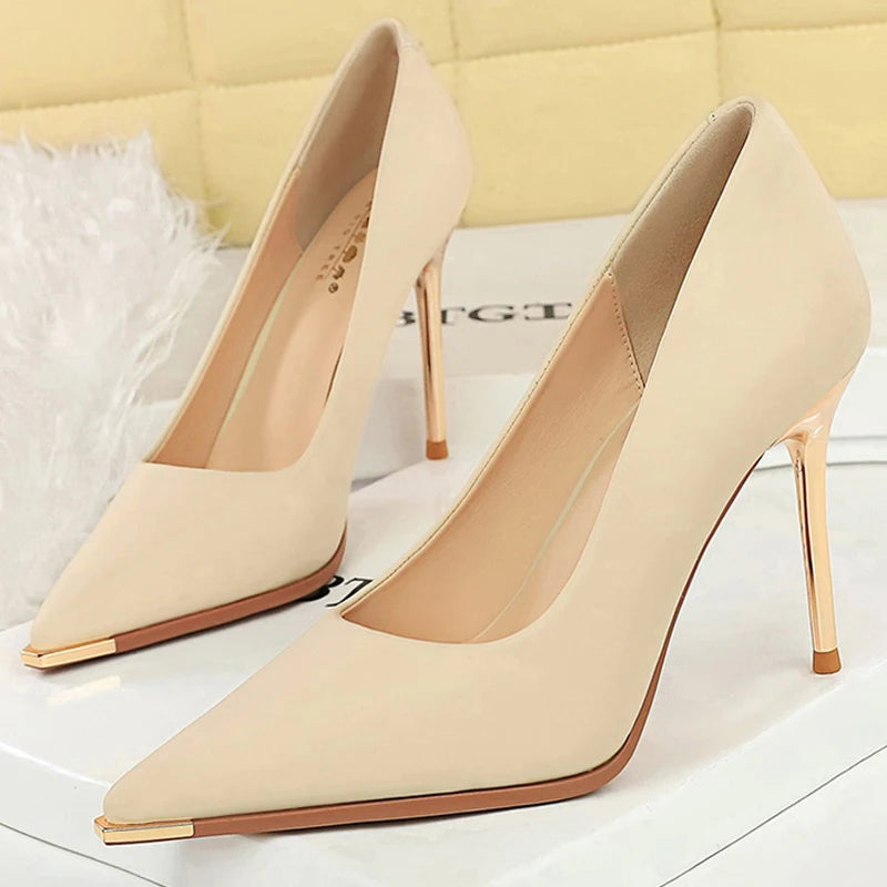 BIGTREE Shoes New Women 9.5 Cm Heels Metal Pointed Tip Women Pumps Quality High Heels Stiletto Luxury Pumps Ladies Shoes 2026