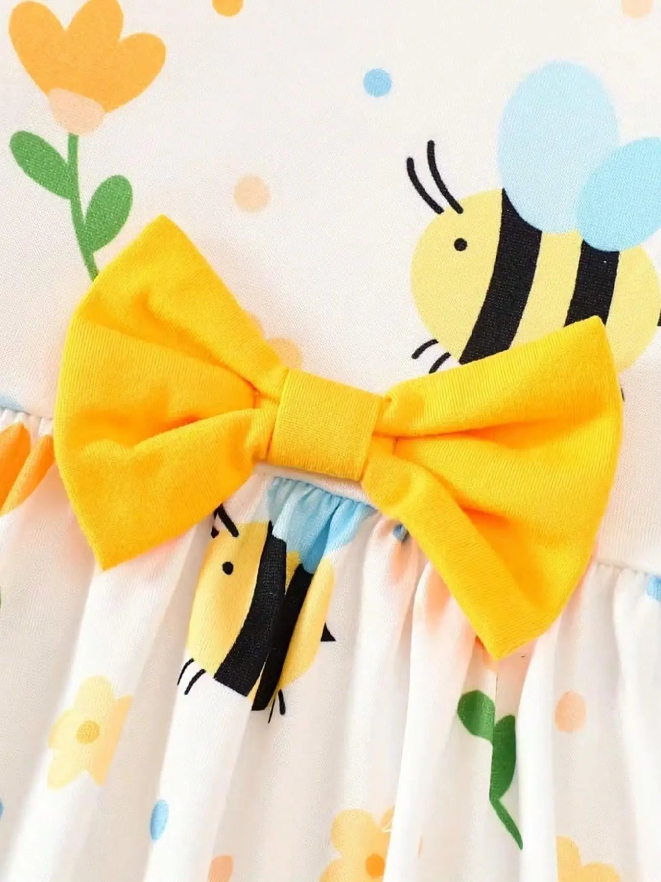 Girls Casual Polyester Summer Dress Heart-Shaped Pattern Skirt Comfortable Children's Fashionable Clothing