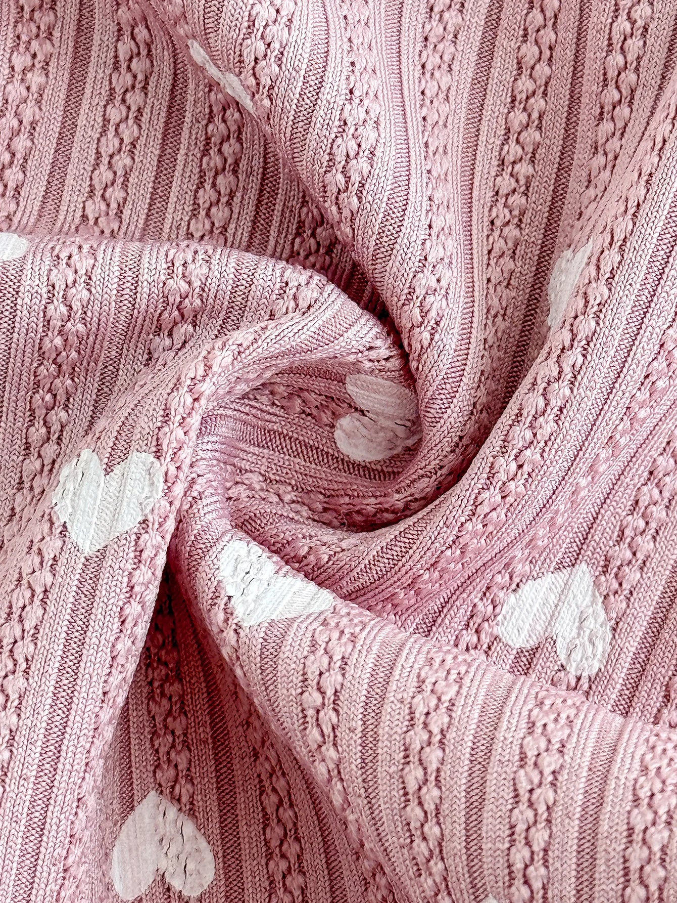 Women Pink Heart Print Lingerie Set Lace Mesh Trim Underwire Bra & Panties Soft Comfort Daily Intimates