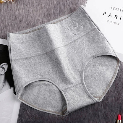 Cotton women's panties elastic soft  Embossed ROSE Ladies underwear Breathable sexy High waist briefs